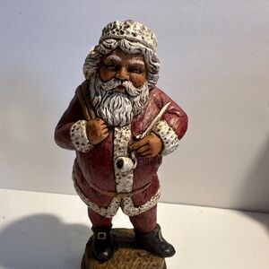 Vintage Resin Memories of Santa Wood Look Santa Claus Christmas Figurine